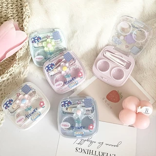 🌼ตลับคอนแทค 🌼เซตเล็ก ดอกไม้ flower Clear box