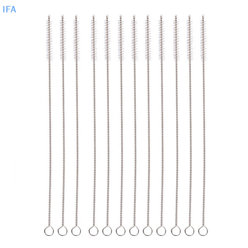 【IFA 】 หลอดทําความสะอาดฟางไนลอนสแตนเลส 17 ซม . แปรงดี