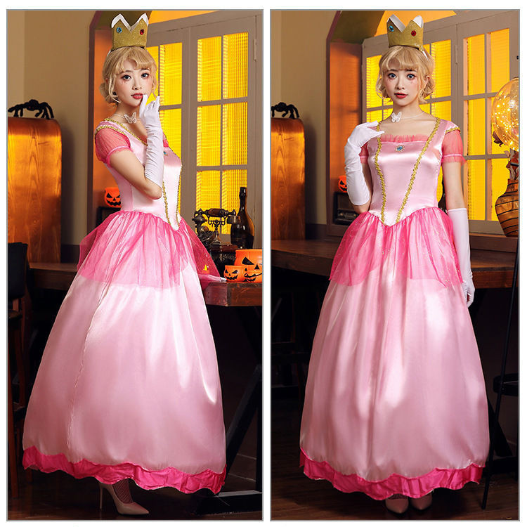 ชุดฮาโลวีน Mario Picky ชุดเจ้าหญิงชุดเวที Pink Pricess Party Queen ชุดเดรส