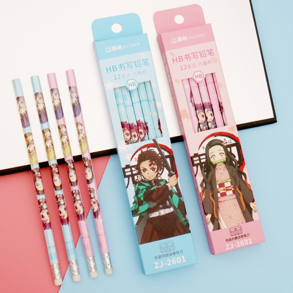 JB - (12 ชิ้น) ดินสอ / ชุดปากกา Anime Demon Slayer โรงเรียนเครื่องเขียนเด็ก ULI007