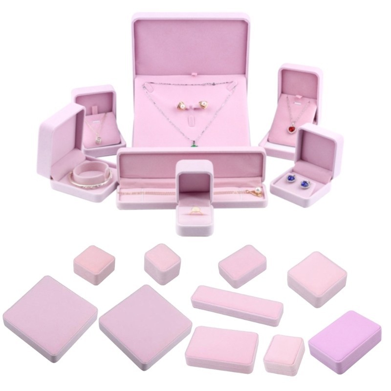 Estone Elegant Jewellery Organizer กํามะหยี่สีชมพูเครื่องประดับกล่องเครื่องประดับ Jewellery Organise