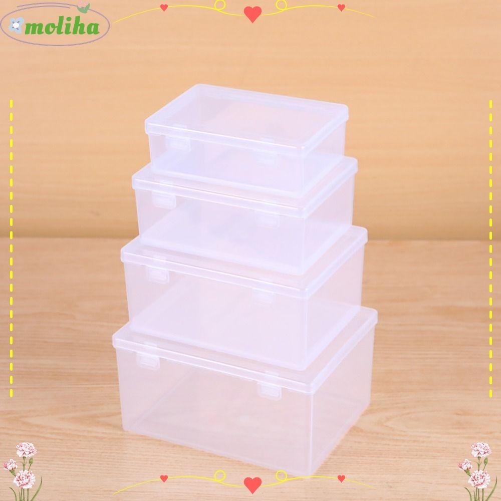 Moliha กล่องพลาสติกใส ทรงสี่เหลี่ยมผืนผ้า ขนาดเล็ก กลาง ใหญ่ กันฝุ่น แบบพกพา สําหรับเก็บเครื่องประดับ ต่างหู เครื่องสําอาง 1 ชิ้น