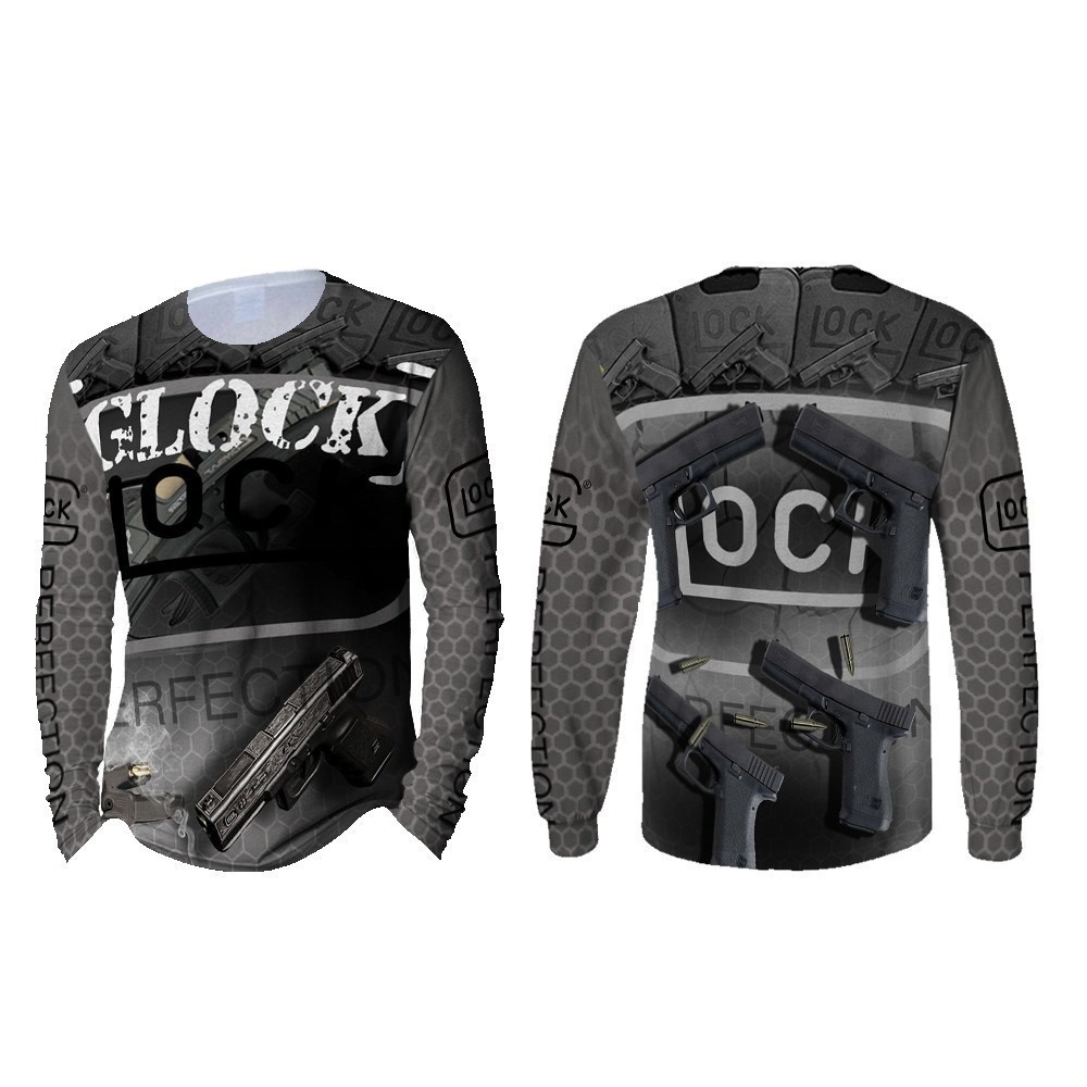 เสื้อเชิ้ตผู้ชายใบยาว glock เท่ๆ (riashop) | เสื้อยืดแขนยาว glolock พิมพ์ลายเต็ม - fs good