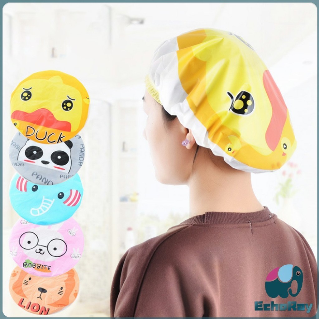 E.R หมวกคลุมผมอาบน้ำ กันน้ำ ลายการ์ตูนน่ารัก Shower Cap Kids