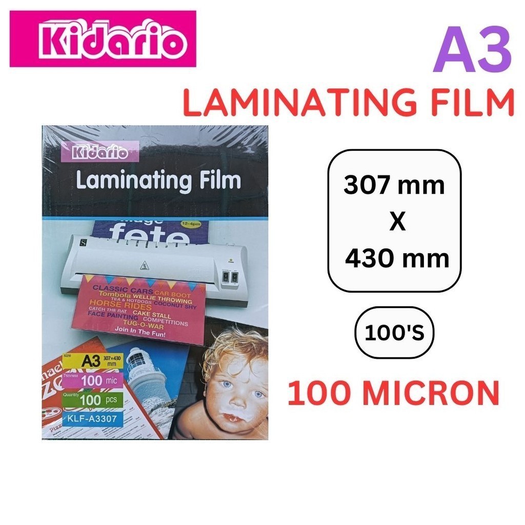 [ 307mm X 430mm ] A3 KIDARIO LAMINATING FILM 100 MIC / PLASTIKE LAMINATE A3 / KLF-A3307