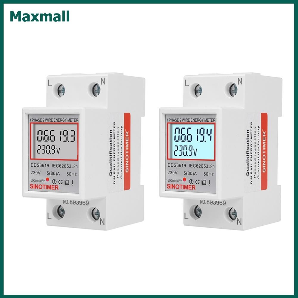 【Maxmall】เครื่องวัดพลังงานไฟฟ้า หน้าจอ LCD ดิจิทัล 220V 230V 50 60Hz เฟสเดียว