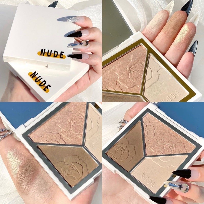 S-32🌟Nnuedwe พาเลทไฮไลท์ชิมเมอร์3in1เน้นและปรับโทนสีผิวให้สว่างขึ้น  เหมาะกับทุกสีผิว เกลี่ยให้เป็นธรรมชาติ มีความแวววาว - รูปที่ 6