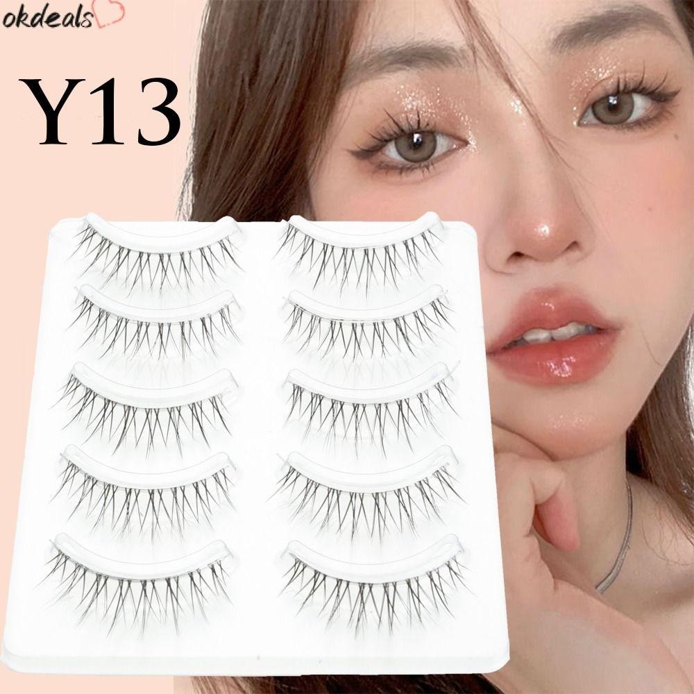 Okdeals ขนตาปลอม ขนมิงค์ 3D บางมาก สีใส 5 คู่