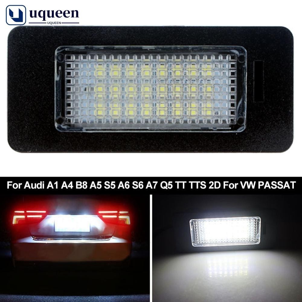 Uqueen หลอดไฟ LED ติดป้ายทะเบียนรถยนต์ สีขาว แบบเปลี่ยน สําหรับ Audi A1 A4 B8 A5 S5 A6 S6 A7 Q5 TT TTS 2D L5X5 1 ชิ้น