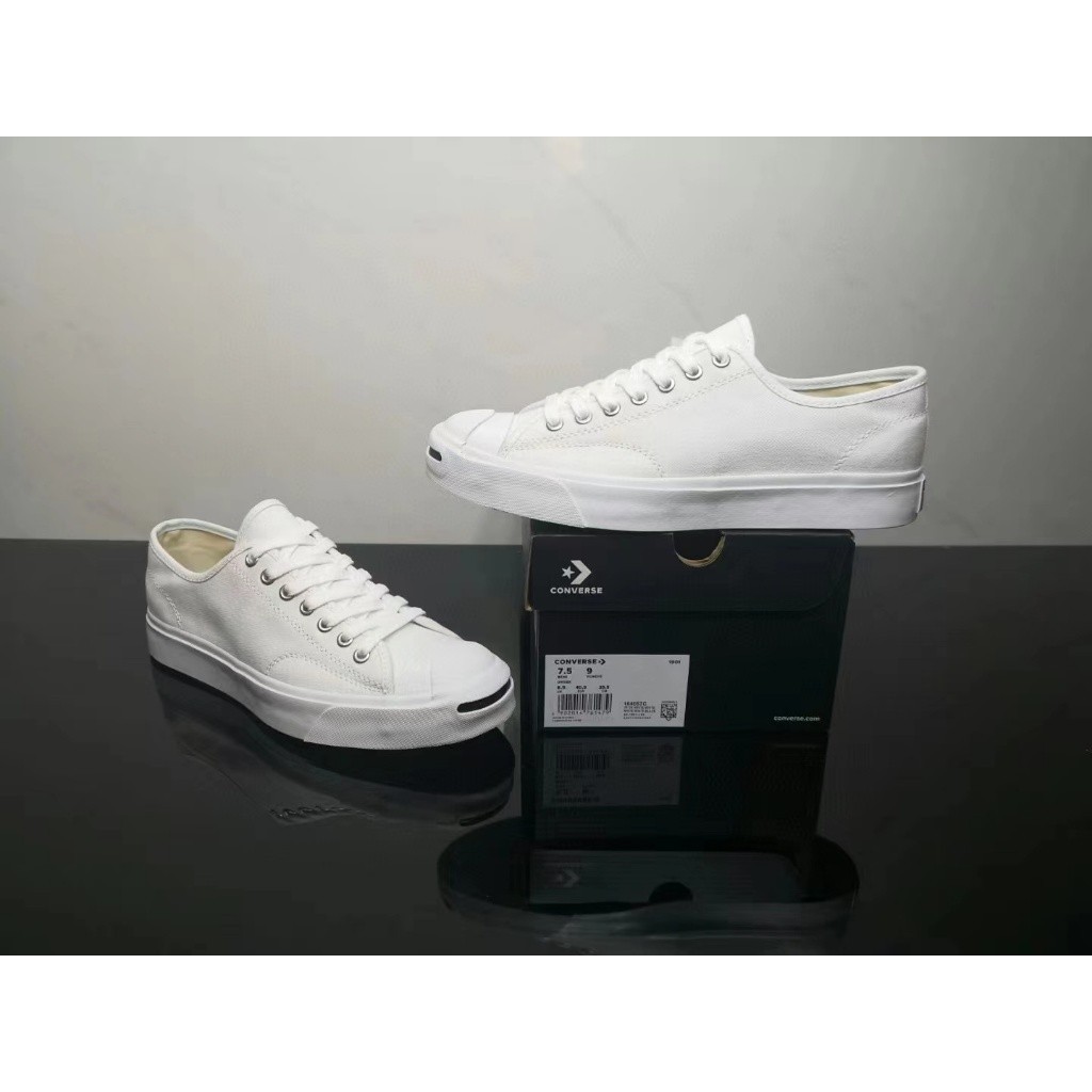 ♞,♘【พร้อมส่ง ของแท้ 100%】Converse ผ้าใบ Sneakers คอนเวิร์ส Jack Purcell Cotton Ox / Black/ White รอ