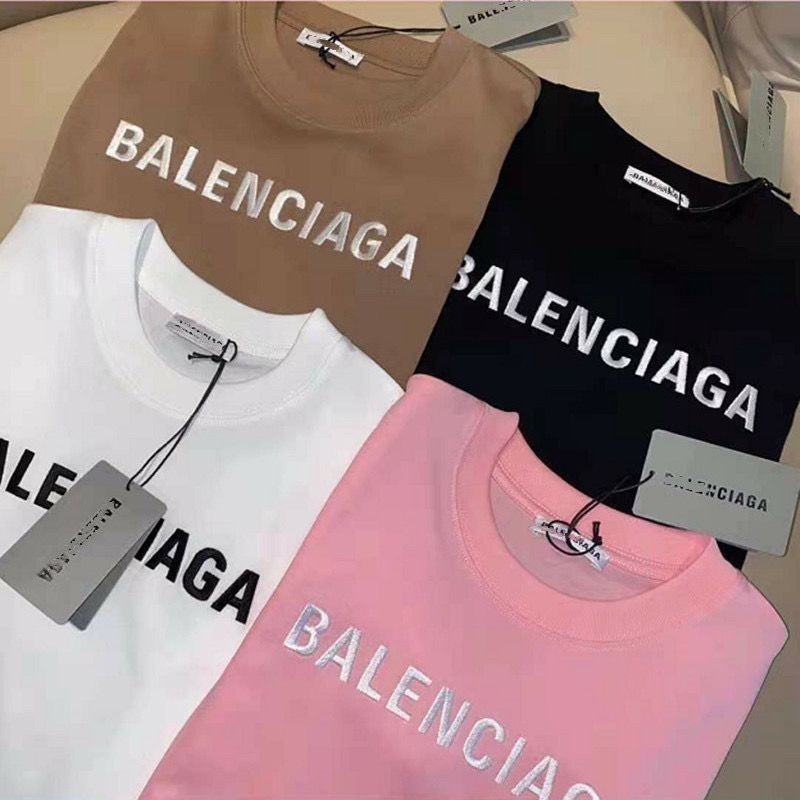 Balenciaga เสื้อยืดคอกลม แขนสั้น ผ้าฝ้ายแท้ พิมพ์ลายตัวอักษร Bajia 23S ทรงหลวม แฟชั่นฤดูร้อน สําหรับผู้ชาย และผู้หญิง