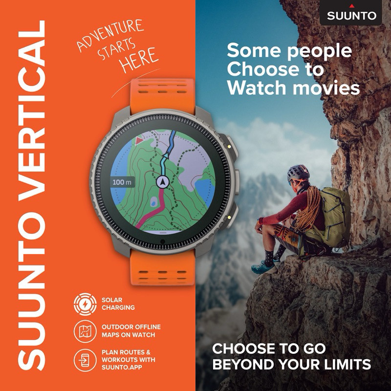 SUUNTO VERTICAL -นาฬิกา GPS สายผจญภัย SPORT WATCH นาฬิกามัลติสปอร์ต ดำน้ำ วิ่ง เทรล - ✅รับประกันศูนย์ไทย 2 ปี