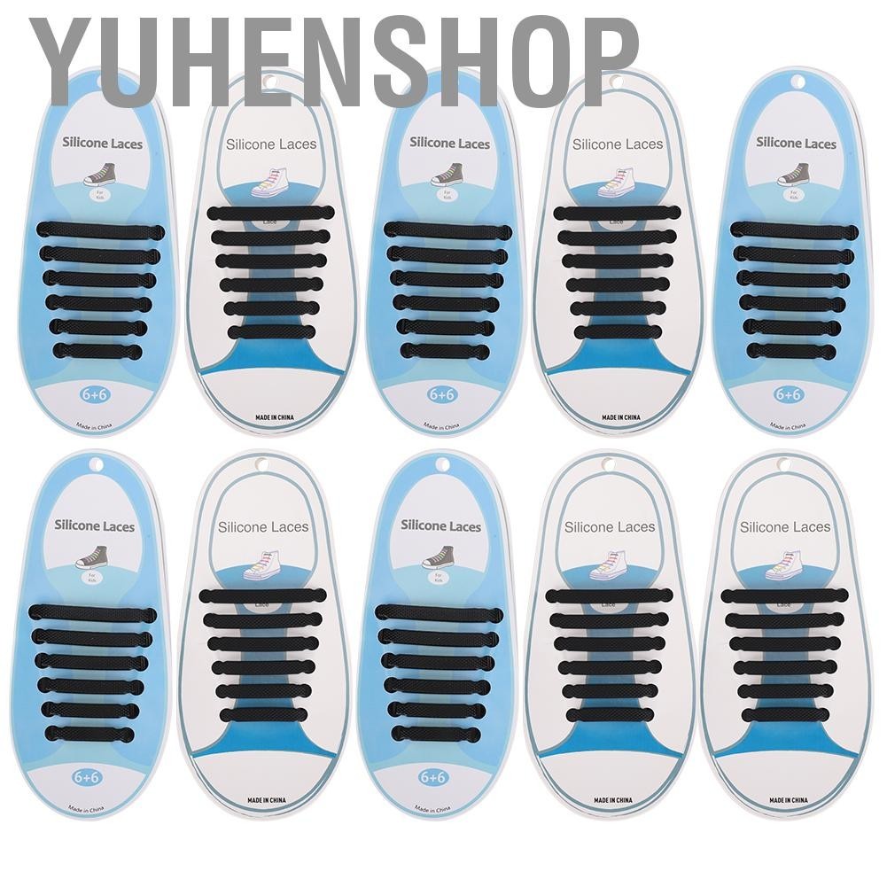 Yuhenshop 60pcs Silicone  Shoelaces Elastic No Tie Shoe Laces Running Sneakers LIF