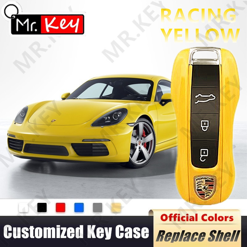 【Mr.Key】เคสกุญแจรถยนต์ สีเงิน สําหรับ Porsche Panamera Spyder Carrera Macan Boxster Cayman Cayenne 911 970 981 991 GT