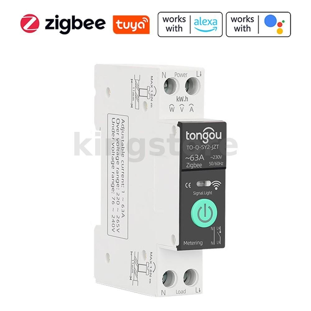 Tuya ZigBee เบรกเกอร์วงจรอัจฉริยะ พร้อมรางมิเตอร์ 1P 63A DIN รองรับ 3 โหมดตั้งเวลา ปลอดภัย ป้องกันแอป รีโมตคอนโทรล เข้ากันได้กับ