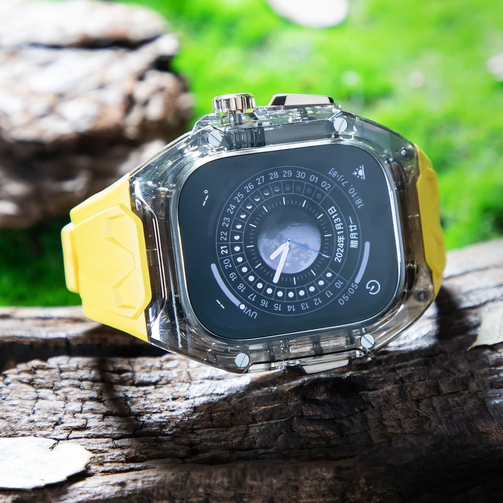 สายนาฬิกาข้อมือ แบบยางใส ดัดแปลง สําหรับ iWatch 9 8 7 44 มม. 45 มม. iWatch Series 6 5 4 SE