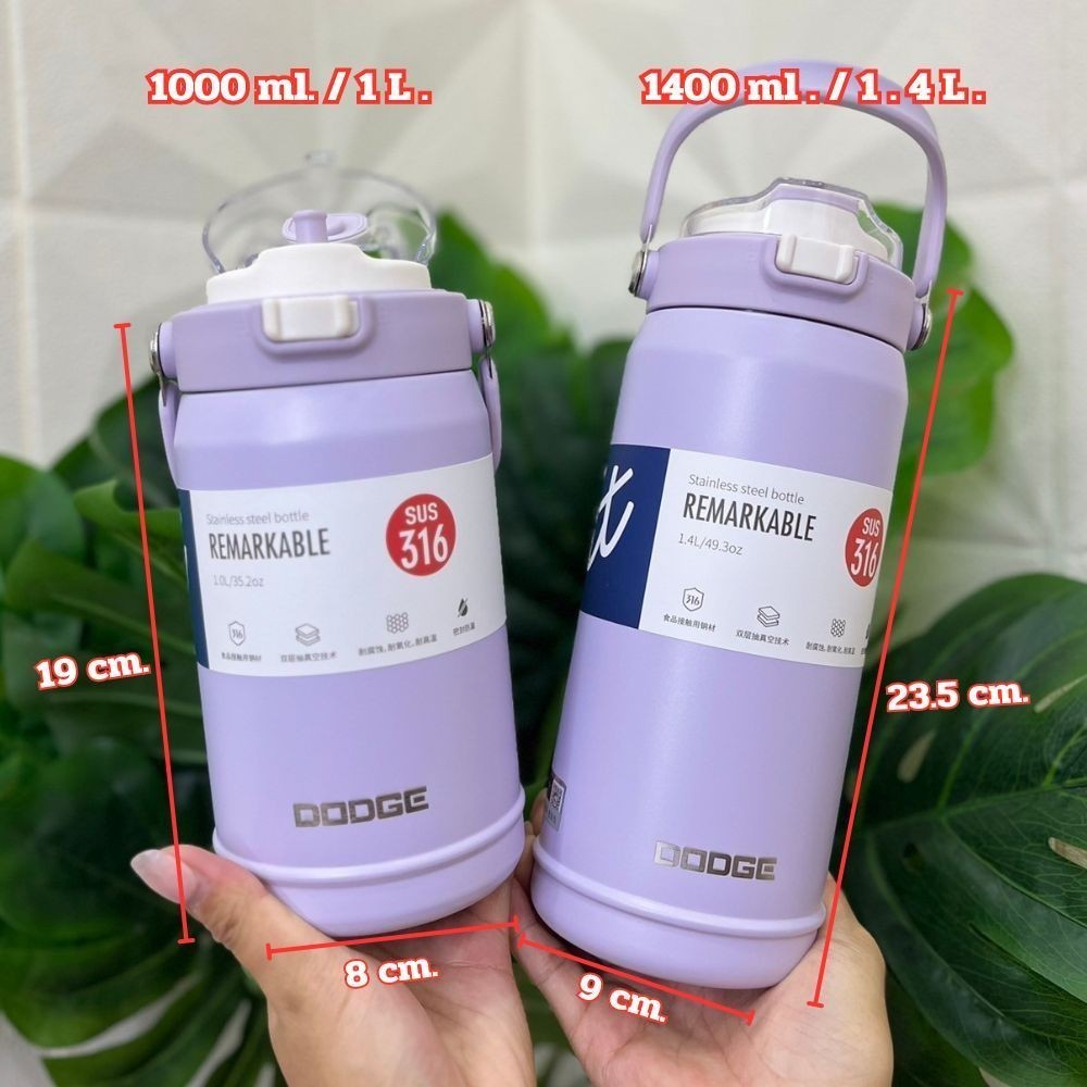 แก้วเยติ DODGE แก้วเก็บความเย็น กระบอกน้ำเก็บความร้อน-เย็น ขวดน้ำสแตนเลส 316 แบบยกดื่ม ขนาด 1000/140