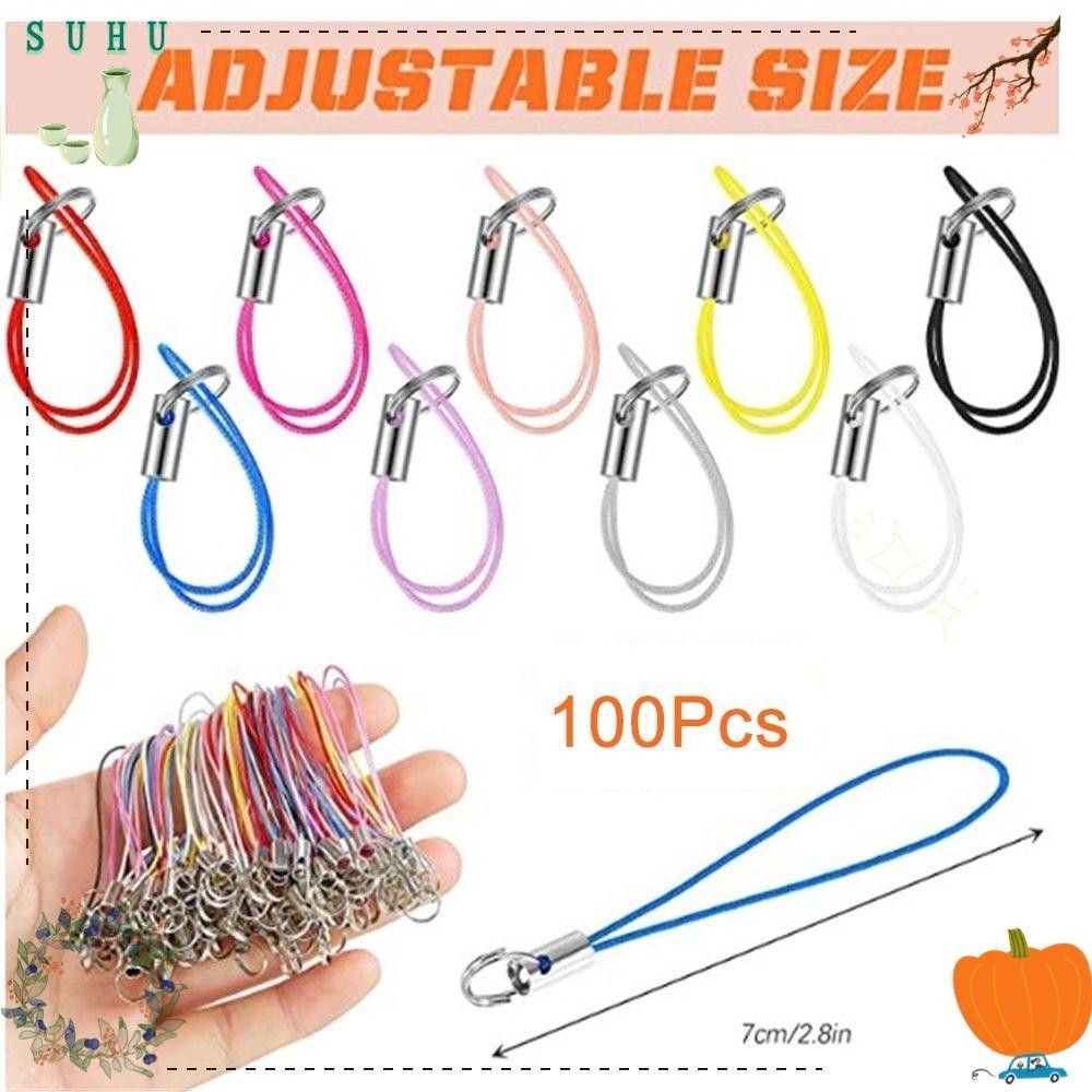 Suhu 100 ชิ้นลวดสลิงพวงกุญแจ DIY ของเล่นจี้คลิปเครื่องประดับ Lanyards โทรศัพท์มือถือกับงานฝีมือจี้ DIY ทำด้วยมือ