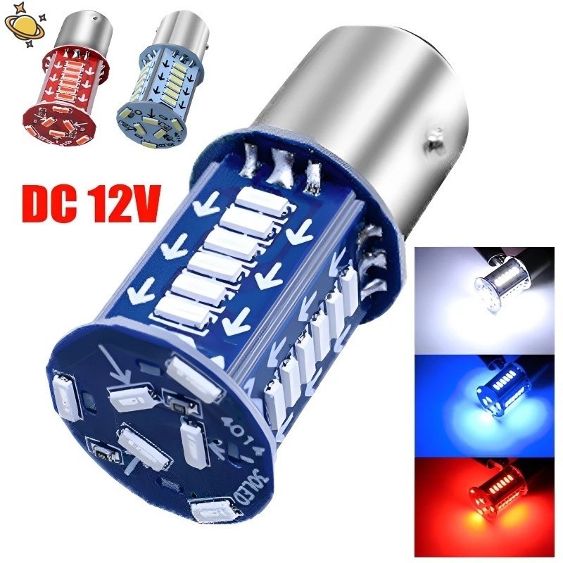 ไฟเบรกท้ายรถจักรยานยนต์ LED 1157 สีขาว แดง น้ําเงิน YKD