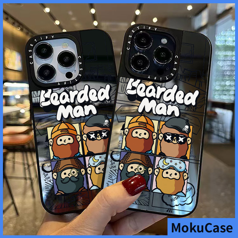 เคสไอโฟน 15/14/13/12/11 Pro max kawaii bearded man กระจกเงา hard Compatible Case iPhone 11,12,13,14,15,16,11PM,12PM,13PM,14PM,15PM,16PM,16Plus,X/Xs, XR,7 +,8Plus