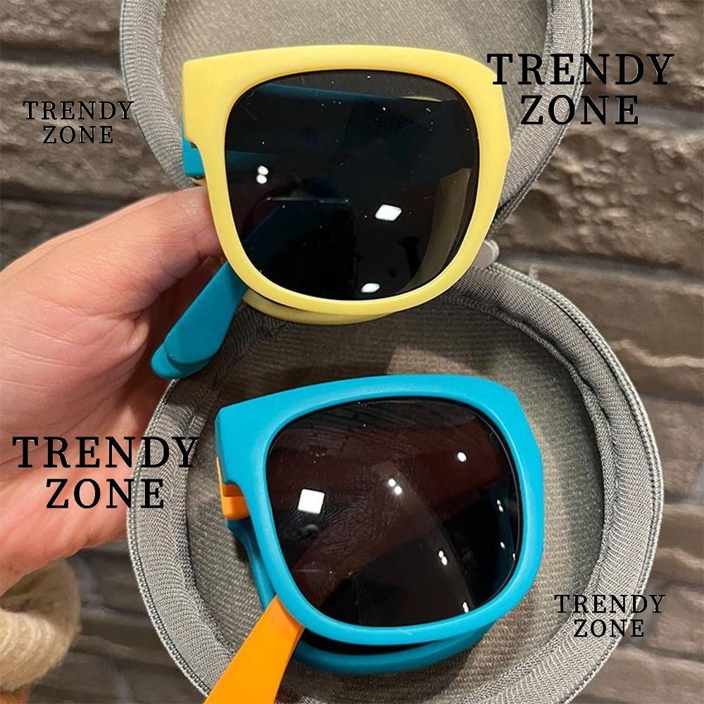 Trendyzone แว่นตากันแดด UV 400 กรอบสี่เหลี่ยม พับได้ แฟชั่น สําหรับเด็กผู้ชาย และเด็กผู้หญิง