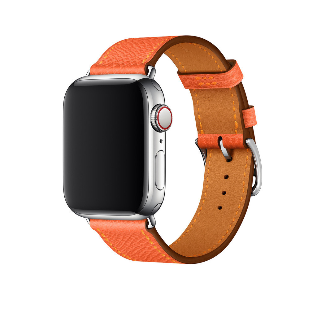 สายนาฬิกาข้อมือหนังแท้ ปลายแหลม ลายลิ้นจี่ สําหรับ Apple Watch 2 3 4 5 6 SE
