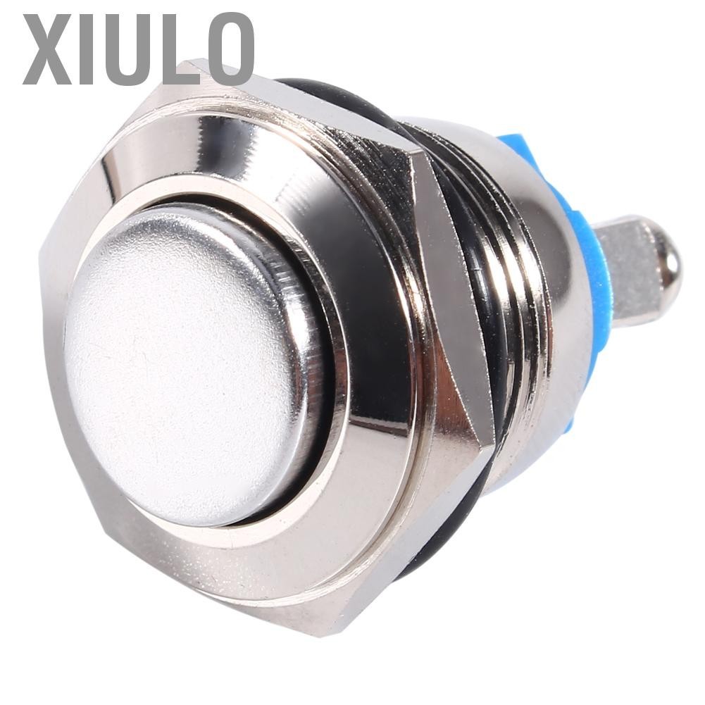Xiulo Momentary Push Button Start Switch  16mm 12V Waterproof Metal ON OFF Horn Silver with Screw Terminal for 5/8 Mounting Hole