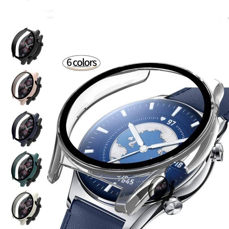 Honor GS4 GS3 WatchGS4/GS3 Hard PC Watch Shell Case และฟิล์มกระจกนิรภัยสําหรับ Honor Watch GS 4 3 Anti Scratch Anti-Fingerprints สมาร์ทวอทช์กันชนป้องกันหน้าจอ