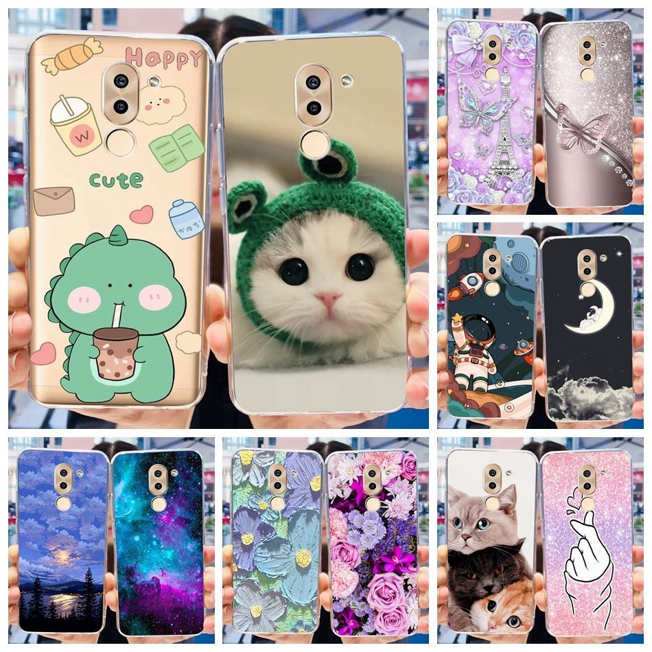 เคสโทรศัพท์ซิลิโคน TPU แบบนิ่ม ลายไดโนเสาร์ และแมวน่ารัก สําหรับ Huawei GR5 2017 Mate 9 Lite Honor 6X BLL-L22 BLN-L21