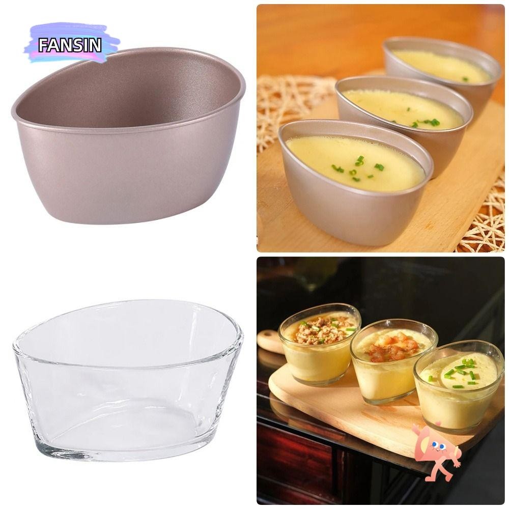Fansin 1 ชิ้นชามไข่นึ่ง, ทนความร้อนง่าย การรื้อถอน ชามรูปร่างไข่, ผสมแก้วโลหะตุ๋นอาหารเสิร์ฟถ้วยไข่