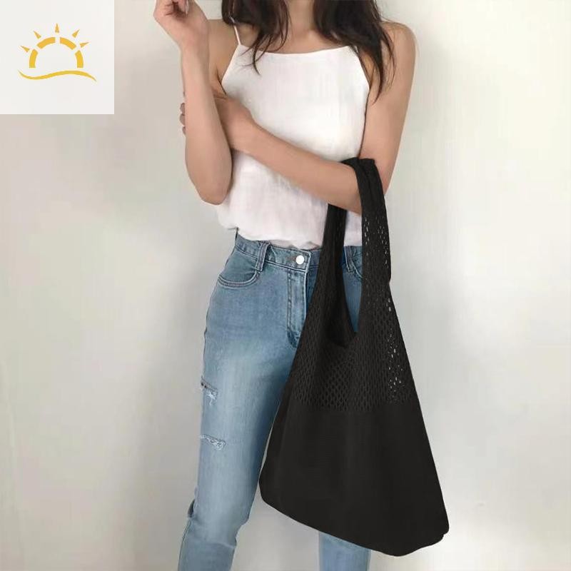 [WI] Summer Beach Party Bag Purses Shopper Sac Satchel Female Vintage Hollowed Out กระเป๋าถักกระเป๋าสะพายสตรี Tote Bag TH