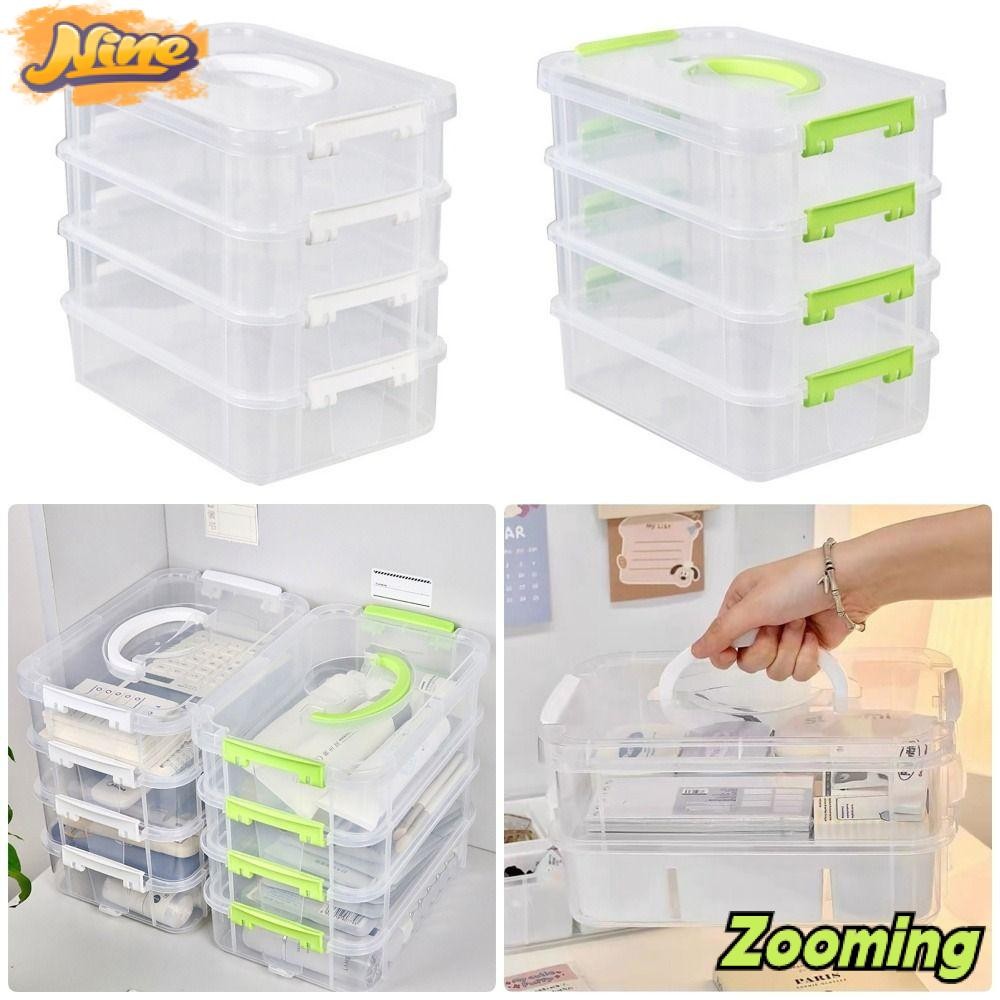Zooming 1 ชิ้นแต่งหน้า Organizer กล่อง,วางซ้อนกันได้โปร่งใสโต๊ะจัดเก็บ,โรงเรียนสํานักงานลิ้นชักพลาสติกตารางเครื่องประดับถังคอนเทนเนอร์