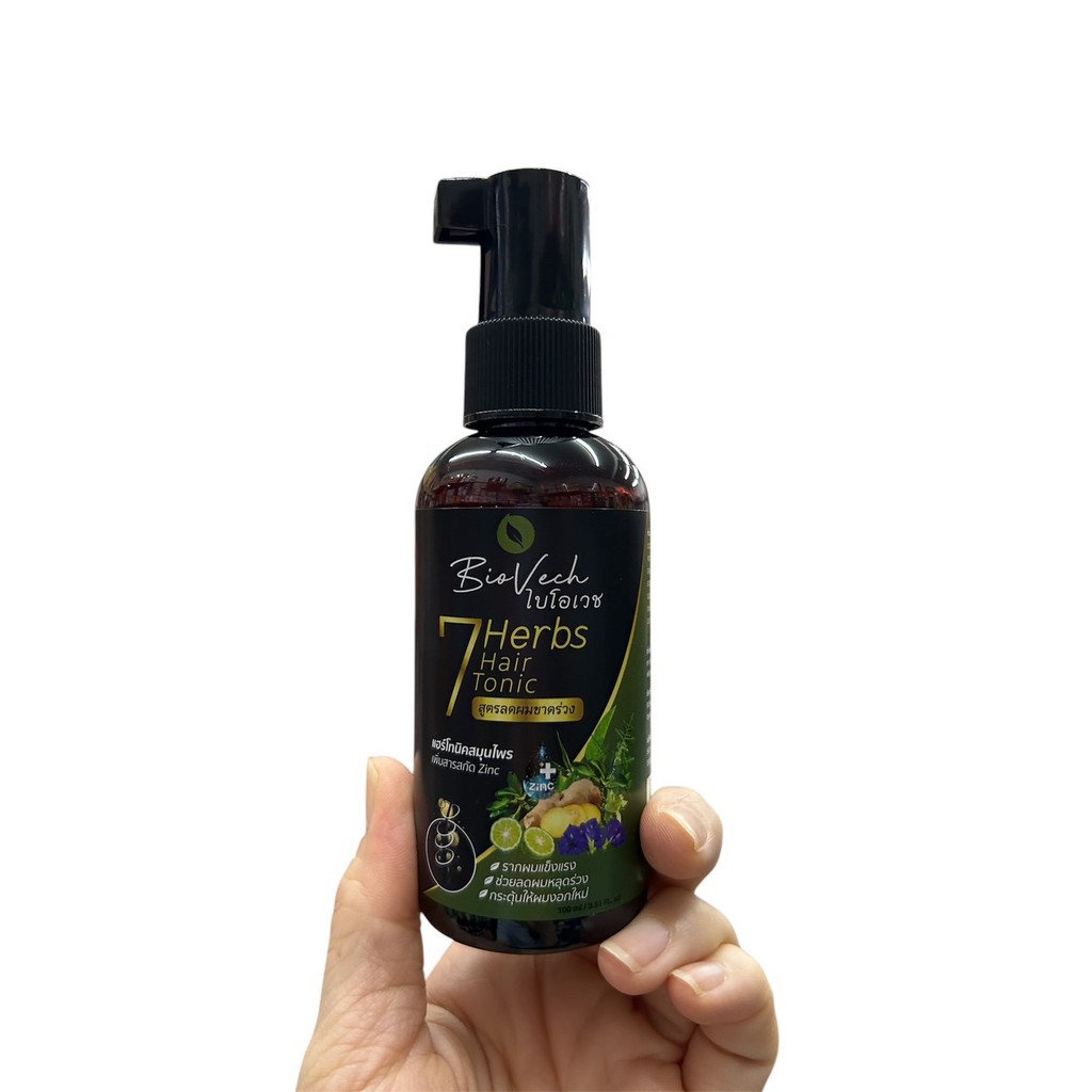 เซรั่มบำรุงรากผม ไบโอเวช BioVech 7 herbs hair tonic สูตรลดผมขาดร่วง ขนาด 100 มล.