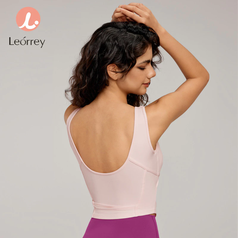 Leorrey เสื้อชั้นในฟิตเนส สลิมฟิต มีฟองน้ำ ครอปสปอร์ต โยคะ thumbnail 7