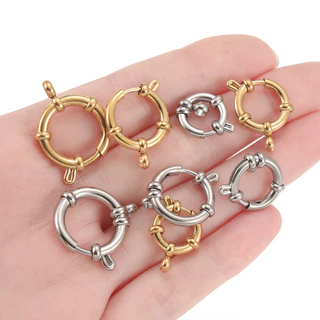 St.kunkka 2Pcs 10-18mm คุณภาพสูง สเตนเลส ตะขอสปริง สําหรับทําเครื่องประดับ สร้อยคอ สร้อย