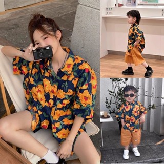 【พร้อมส่งจากจีน】เสื้อเชิ้ตครอบครัว ลายดอก สไตล์ฮาวาย เที่ยวท…