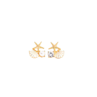 แฟชั่น ส925 เงินไม่สมมาตรปลาดาวเชลล์มุกเพทายต่างหูสตั๊ดผู้หญิงวันหยุดของขวัญอุปกรณ์เสริม