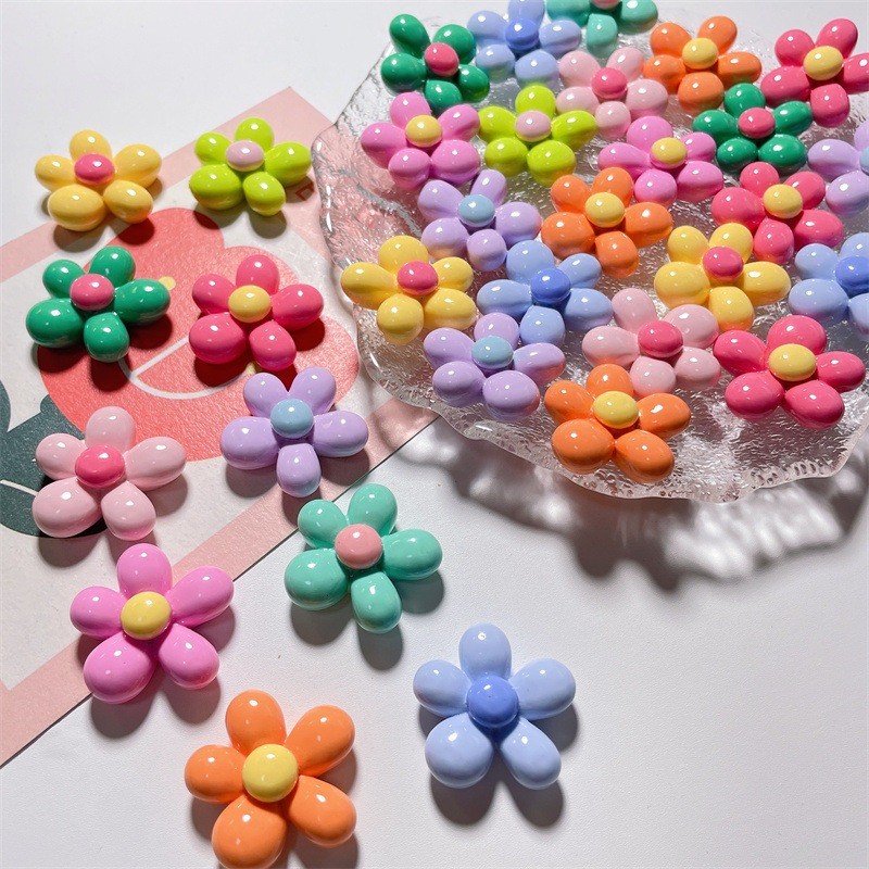 10 ชิ้นสุ่มผสมลูกอมสีเรซิ่นดอกไม้ Cabochons Flatbacks รูปที่ 5
