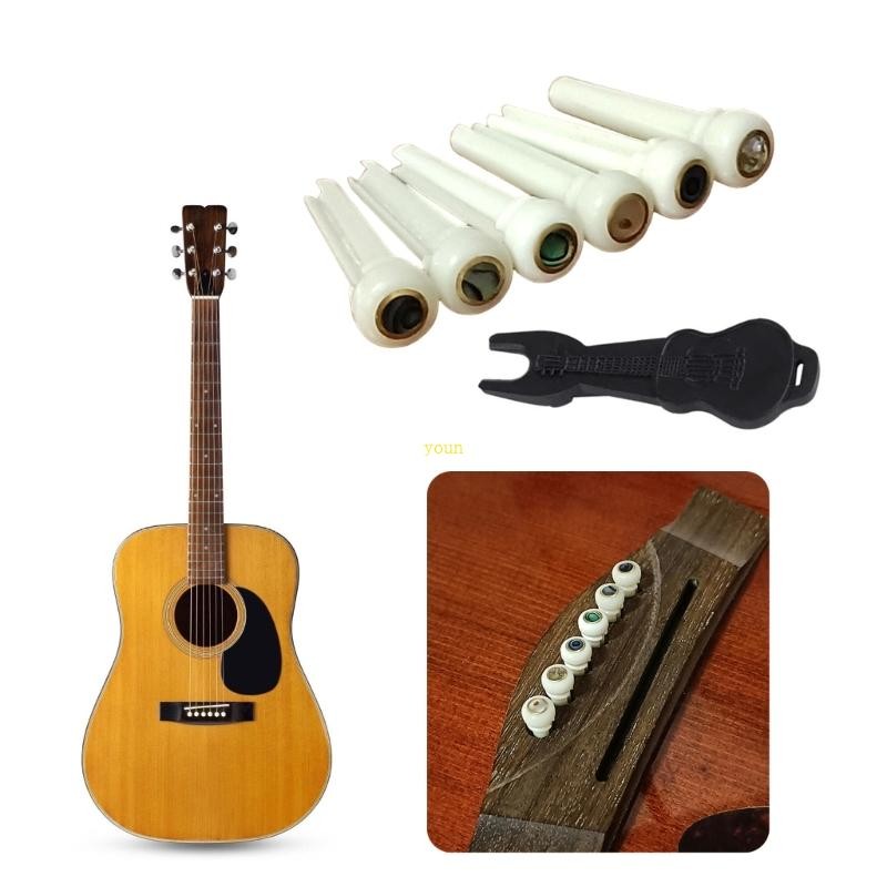 คุณ สง่างามกระดูกกีตาร์สะพาน หมุด ชุดกระดูกสะพาน หมุด อุปกรณ์สตริงเนื้อกระดูกเหมาะสําหรับกีตาร์