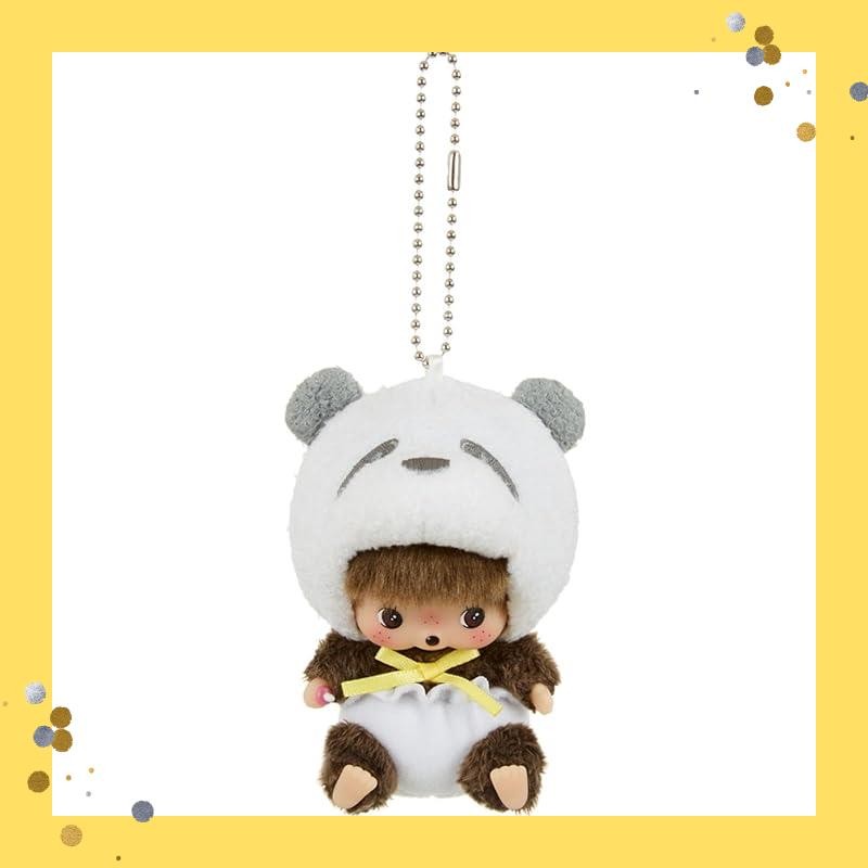 [Sekiguchi] Plushie Monchichi: Animaru Babychichi SS Large Face Key Chain: Panda