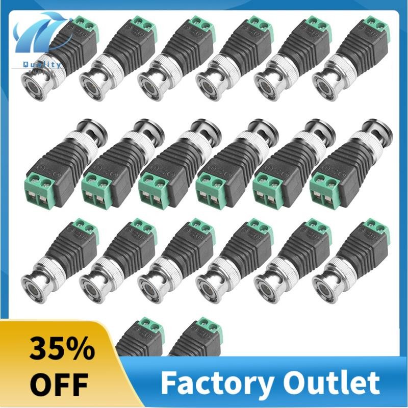 Superb BNC ชาย Balun Connector 20 ชิ้น Coaxial Cat5 ถึง BNC ชายสําหรับกล้องวงจรปิดการเฝ้าระวังกล้องว