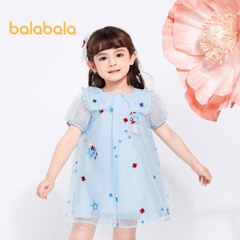 Balabala ชุดเดรสเจ้าหญิง ผ้าตาข่าย ขนาดเล็ก แฟชั่นฤดูร้อน สําหรับเด็กผู้หญิง