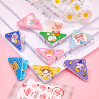 คลิปหนีบกระดาษ ทรงสามเหลี่ยม แบบใส ลายการ์ตูนน่ารัก แบบเรียบ…