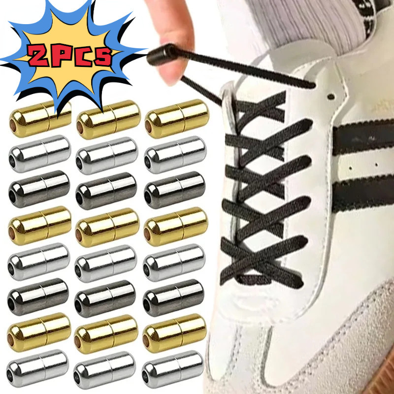 Sfse - เชือกผูกรองเท้า หัวเข็มขัดครึ่งวงกลม 2 ชิ้น - สายรัดเร็ว ขี้เกียจ - ตัวเชื่อมต่อเชือกผูกรองเท้า แบบไม่ผูก สําหรับรองเท้าผ้าใบ - หัวเข็มขัดรองเท้า - ตัวล็อครูปทรงแคปซูลโลหะ - สําหรับเด็ก ผู้ใหญ่