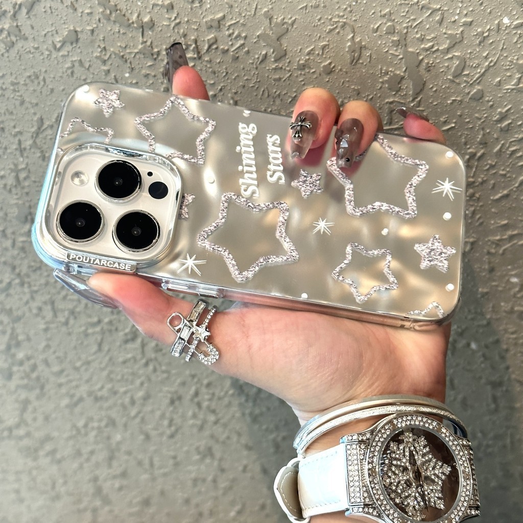 เคสไอโฟน 16/15/14/13/12/11 Pro max เกี่ยวกับความงาม shining stars ความรู้สึกสามมิติ Compatible Case iPhone 11,12,13,14,15,16,11PM,12PM,13PM,14PM,15PM,16PM