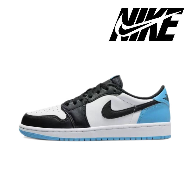 ♞Nike Air Jordan 1 Low OG Black Blue toe รองเท้าผ้าใบย้อนยุคแนวย้อนยุคของแท้ 100%