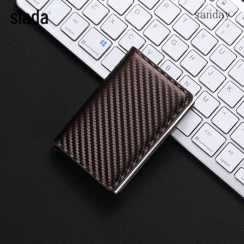 Rfid Mens Anti-theft Card Holder Automatic Pop-up Type Large Capacity Multi-Card Slot กล่องบัตรเครดิตอลูมิเนียมอัลลอยด์