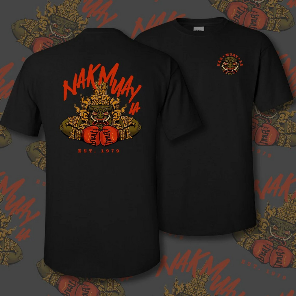 NMLA Yak Muay Thai Ogre Giant Black T-shirt NMLA ยักษ์มวยไทย Ogre Giant เสื้อยืดสีดำ S-5XL