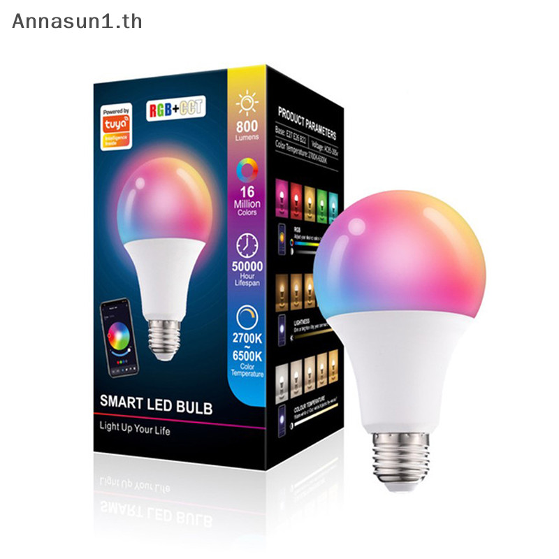 Annasun หลอดไฟอัจฉริยะ LED 15W บลูทูธ E27 RGB หรี่แสงได้ สําหรับตกแต่งบ้าน TH
