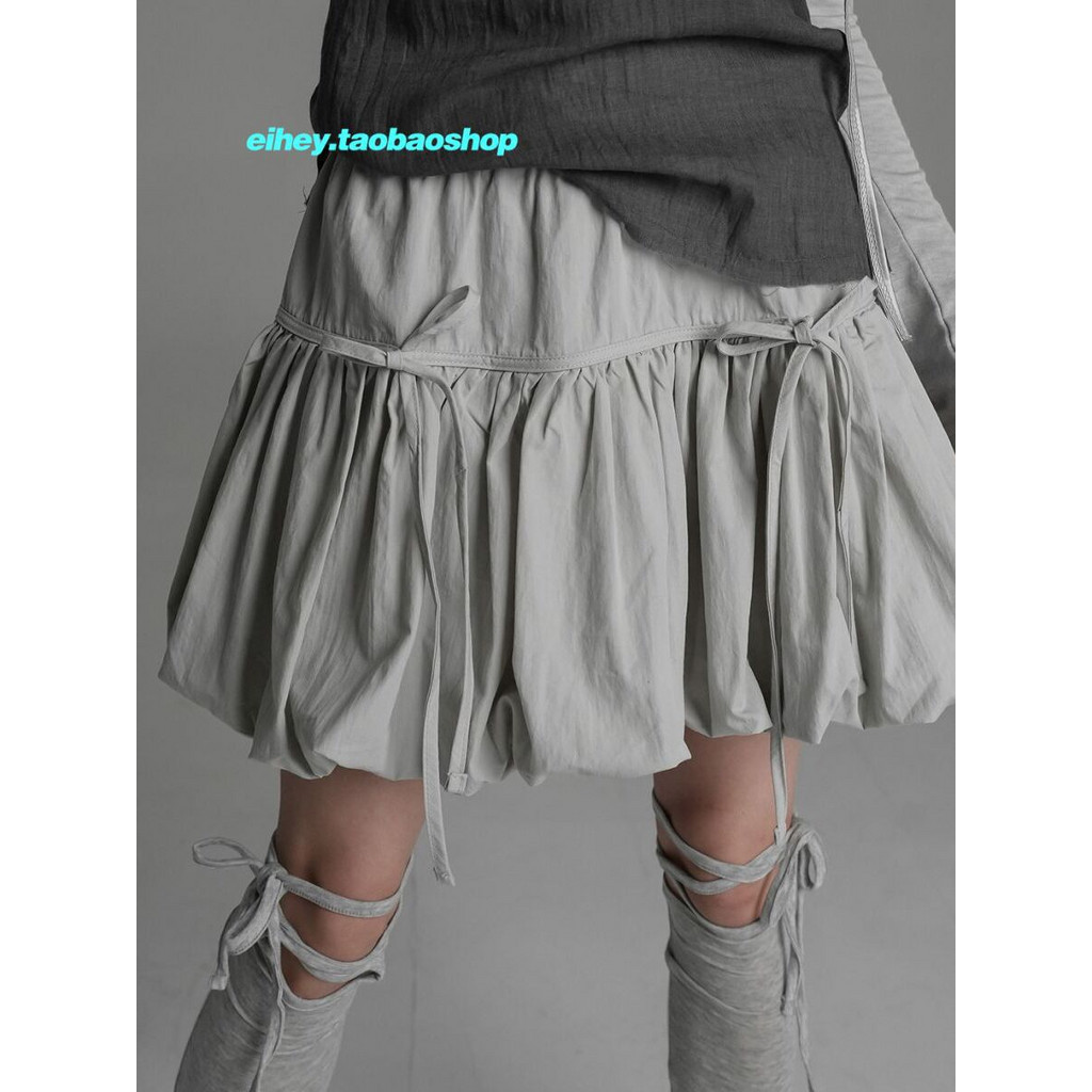 Niche Light Sub-Pleated Pettiskirt Design รู ้ สึกเอวยางยืด Laced-Up Flower Bud Sweet Cool โคมไฟกระโปรง
